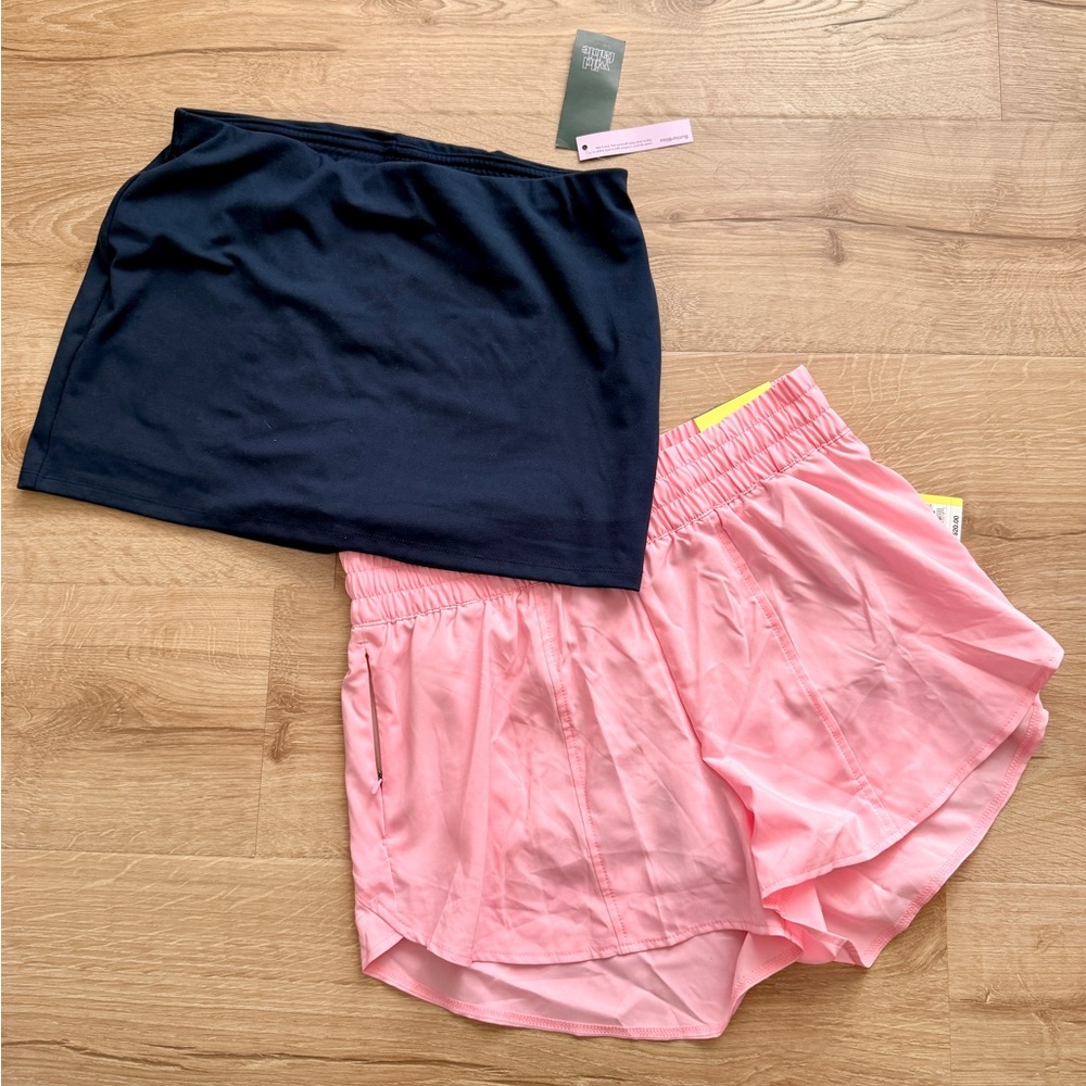 NWT wild fable Navy Blue ButterBliss Skort and  all in motion Pink RunShorts- M